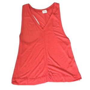 HONEY PUNCH Basics Striped Coral Red Orange V-Neck Racerback Muscle Tank Top
